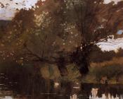 Pond and Willows, Houghton Farm - 温斯洛·荷默